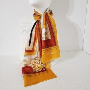 Paoli Fashion Scarf Floral Square Stripe Geometric 100% Acetate 46"L X 10.25"W